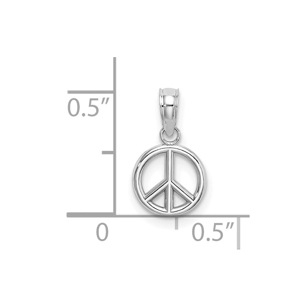 Million Charms 14K White Gold Themed 3-D Peace Symbol Charm