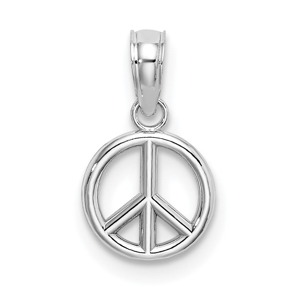 Million Charms 14K White Gold Themed 3-D Peace Symbol Charm