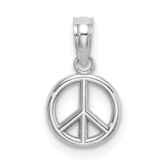 Million Charms 14K White Gold Themed 3-D Peace Symbol Charm