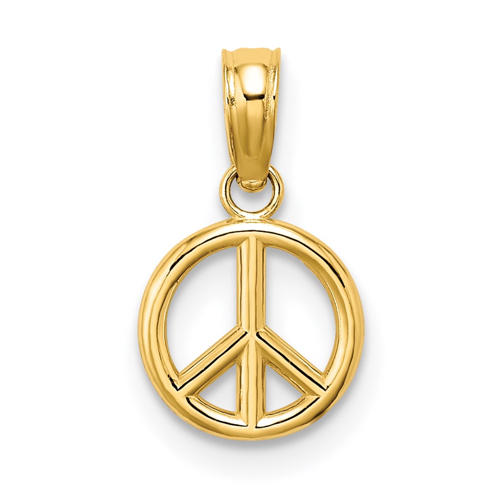 Million Charms 14K Yellow Gold Themed 3-D Peace Symbol Charm
