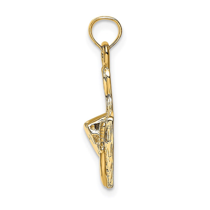 Million Charms 14K Yellow Gold Themed Cheese Board With Knife Charm