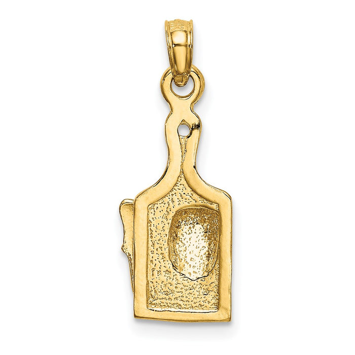 Million Charms 14K Yellow Gold Themed Cheese Board With Knife Charm