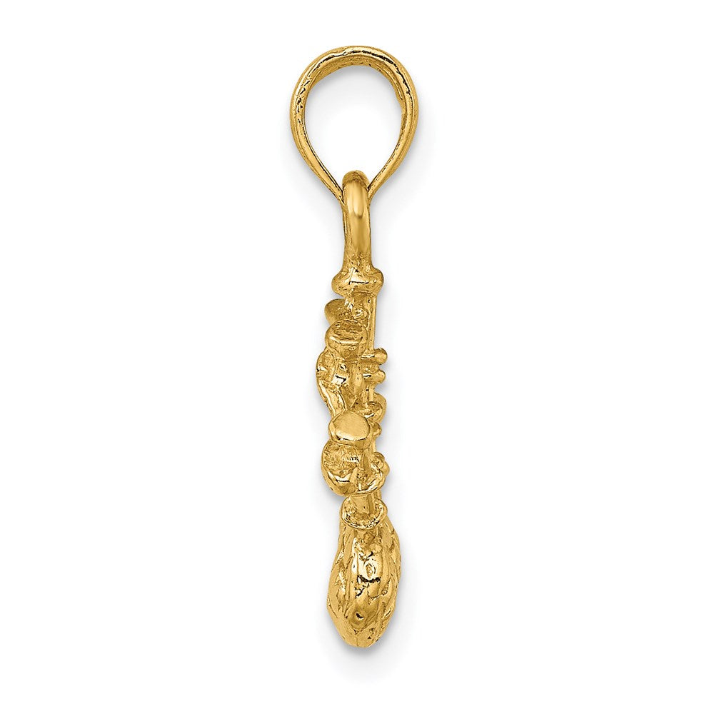 Million Charms 14K Yellow Gold Themed 2-D Bagpipes Charm