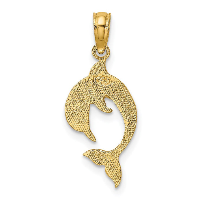 Million Charms 14K Yellow Gold Themed Flat & Polished Dolphin Charm