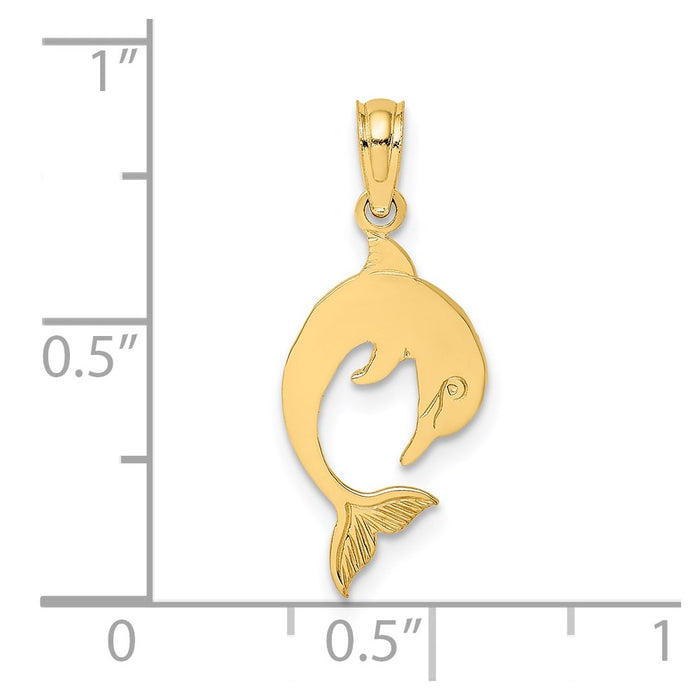 Million Charms 14K Yellow Gold Themed Flat & Polished Dolphin Charm