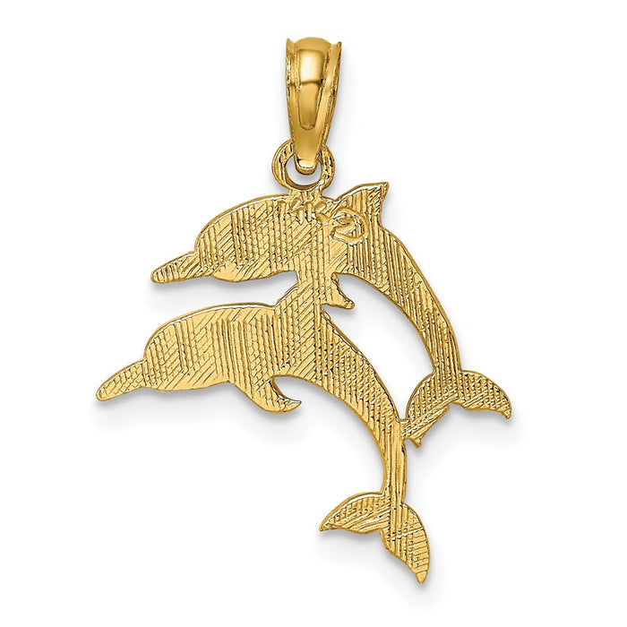 Million Charms 14K Yellow Gold Themed Double Dolphins Right Charm