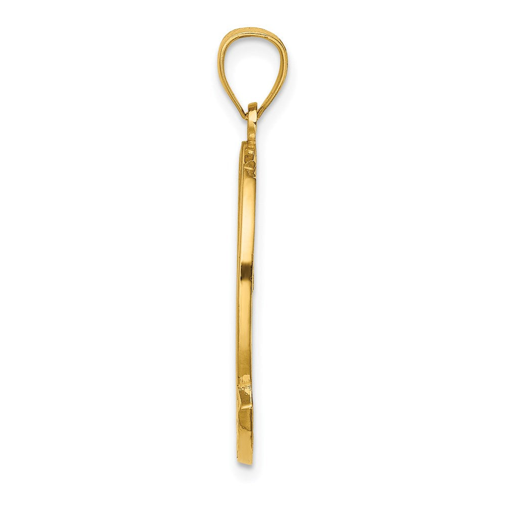 Million Charms 14K Yellow Gold Themed Puerto Rico With Dolphin & Sunset In Frame Charm