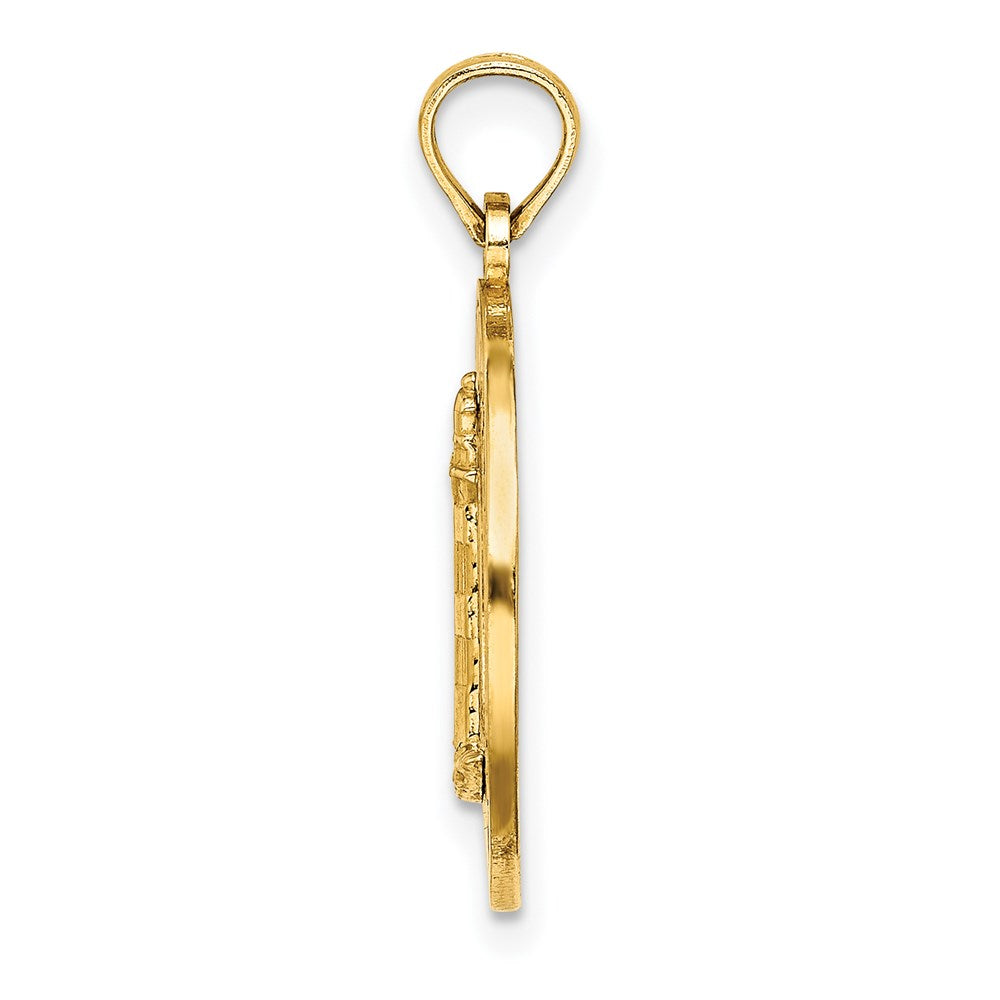 Million Charms 14K Yellow Gold Themed Boothbay Harbor Round Frame With Lighthouse Charm