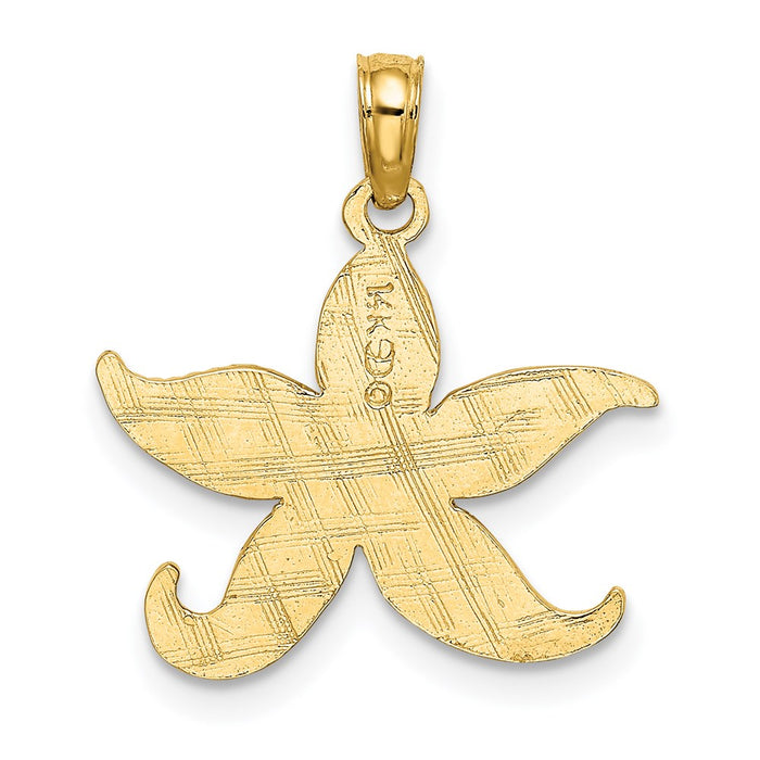 Million Charms 14K Yellow Gold Themed Flat Nautical Starfish Charm