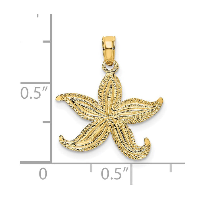 Million Charms 14K Yellow Gold Themed Flat Nautical Starfish Charm