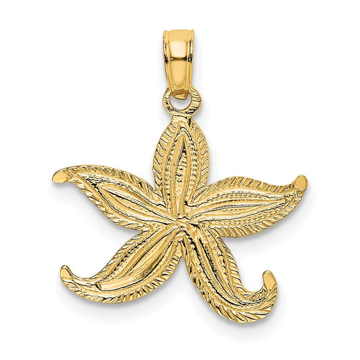 Million Charms 14K Yellow Gold Themed Flat Nautical Starfish Charm