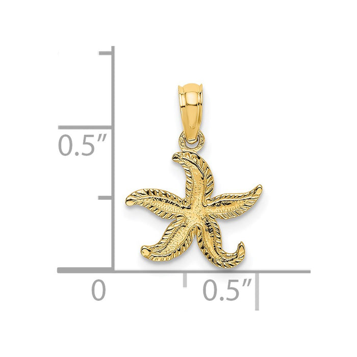 Million Charms 14K Yellow Gold Themed Flat Nautical Starfish Charm
