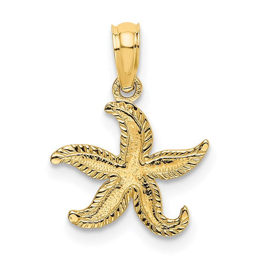 Million Charms 14K Yellow Gold Themed Flat Nautical Starfish Charm