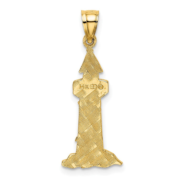 Million Charms 14K Yellow Gold Themed Lighthouse With Seagulls Charm