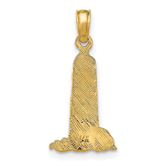 Million Charms 14K Yellow Gold Themed Small Lighthouse With Building Charm
