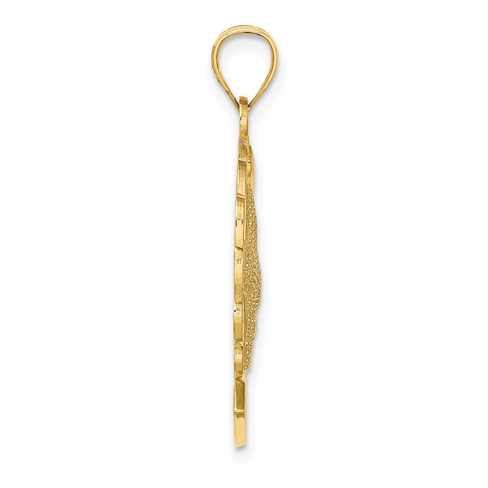 Million Charms 14K Yellow Gold Themed Puerto Rico Under Nautical Starfish & Dolphin In Wave Charm