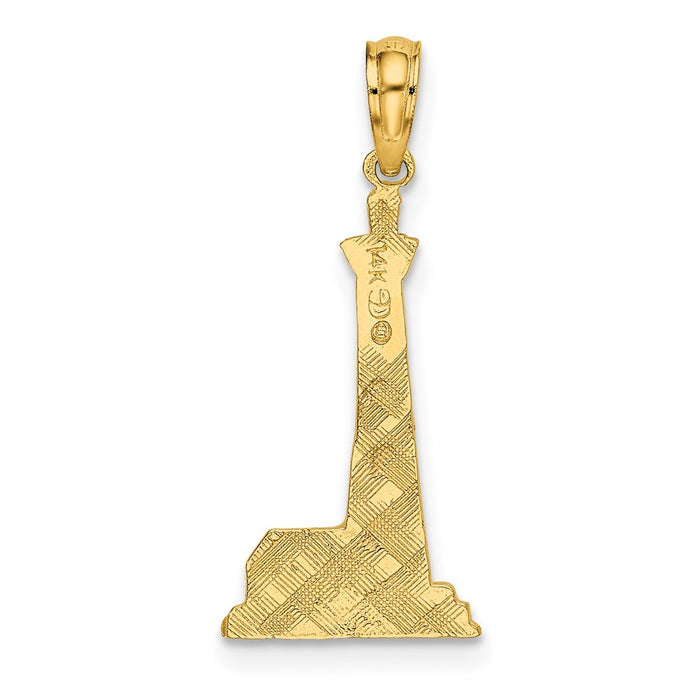 Million Charms 14K Yellow Gold Themed Lighthouse With Building Charm