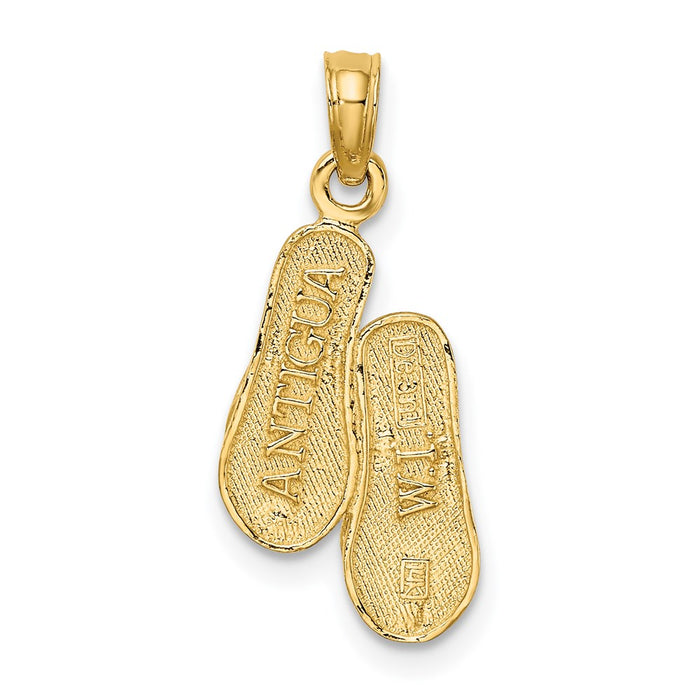 Million Charms 14K Yellow Gold Themed Antigua, W.I. Double Flip-Flop Charm