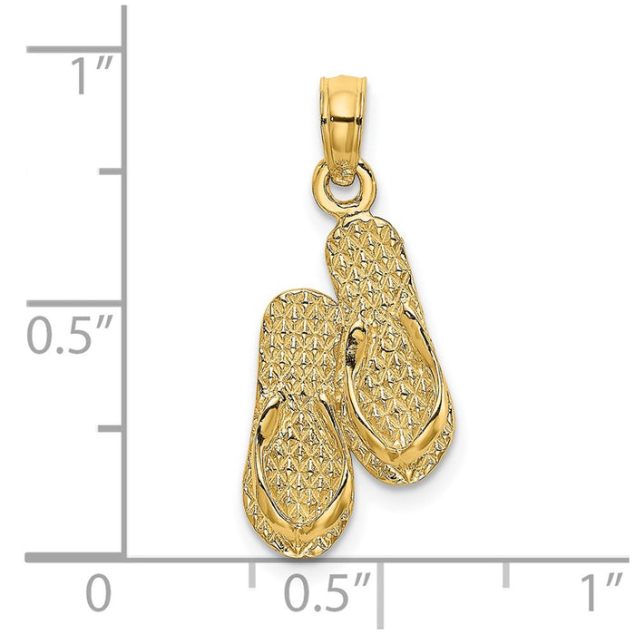 Million Charms 14K Yellow Gold Themed Antigua, W.I. Double Flip-Flop Charm