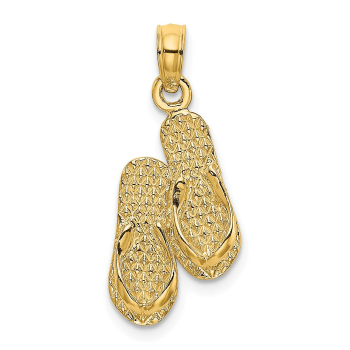 Million Charms 14K Yellow Gold Themed Antigua, W.I. Double Flip-Flop Charm