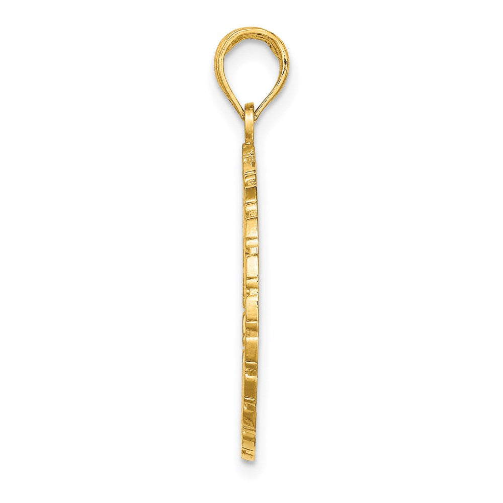 Million Charms 14K Yellow Gold Themed Puerto Rico Under Palm Tree In Disk Charm