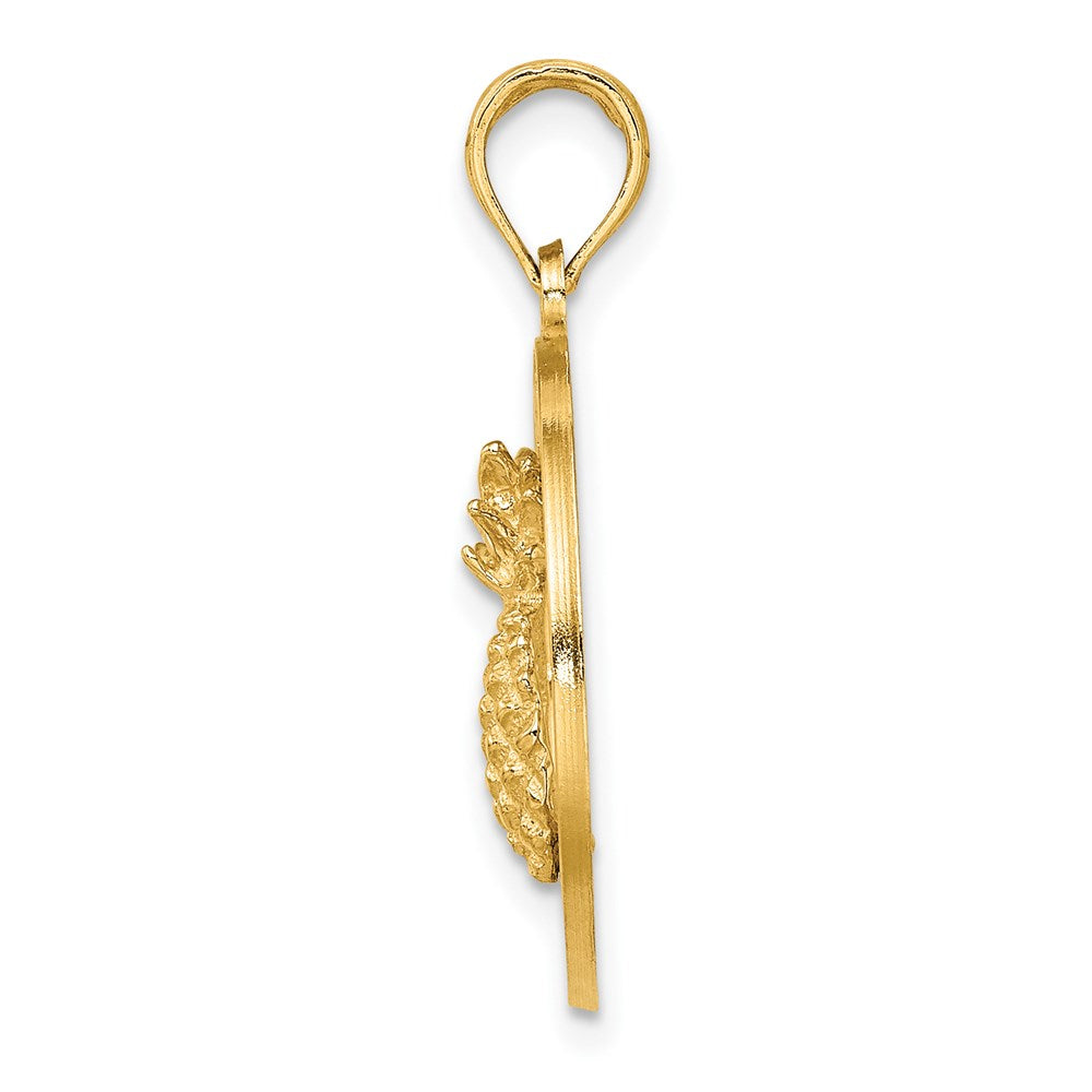 Million Charms 14K Yellow Gold Themed Charleston On Round Frame With Pineapple Charm