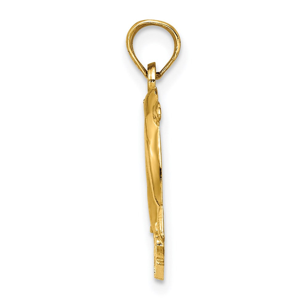 Million Charms 14K Yellow Gold Themed 2-D Naples With Dolphins Charm