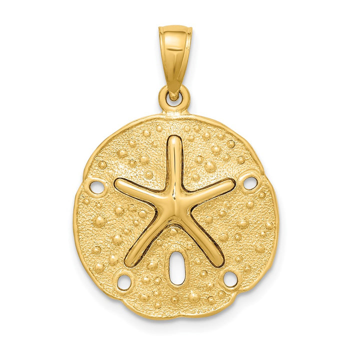 Million Charms 14K Yellow Gold Themed Sand Dollar With Nautical Starfish Charm