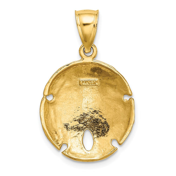 Million Charms 14K Yellow Gold Themed 2-D Sand Dollar Charm