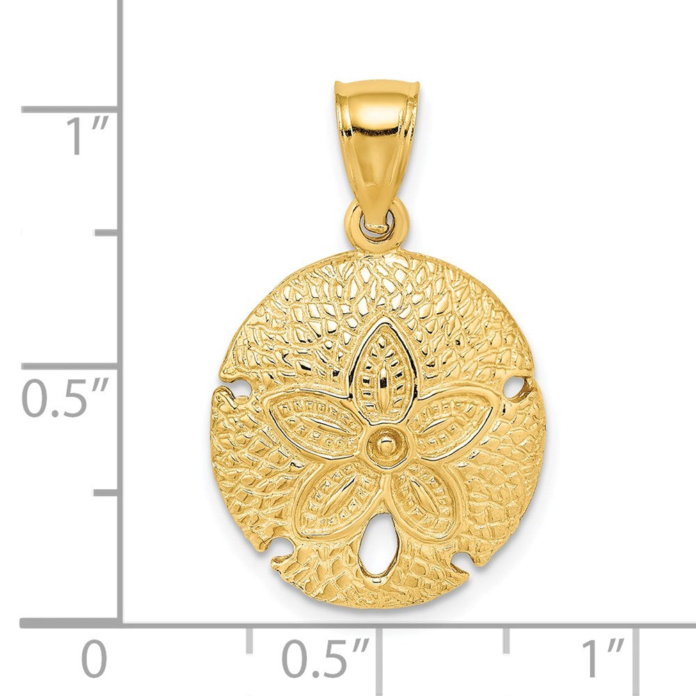 Million Charms 14K Yellow Gold Themed 2-D Sand Dollar Charm