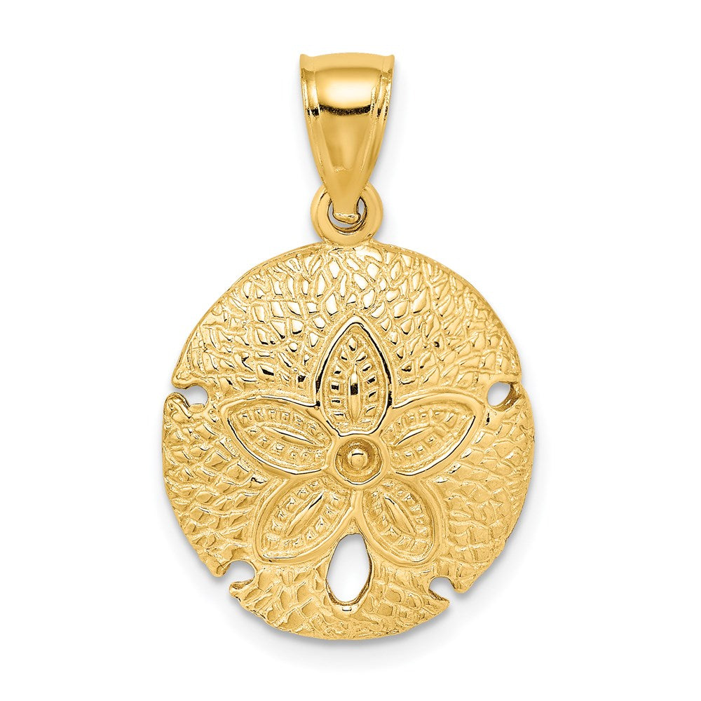 Million Charms 14K Yellow Gold Themed 2-D Sand Dollar Charm