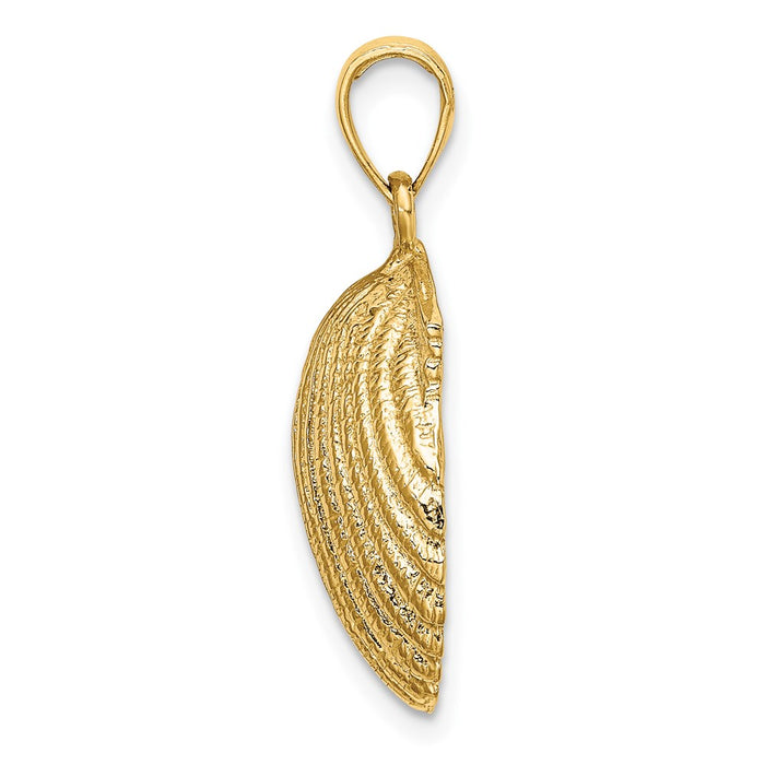 Million Charms 14K Yellow Gold Themed 2-D Scallop Shell Charm