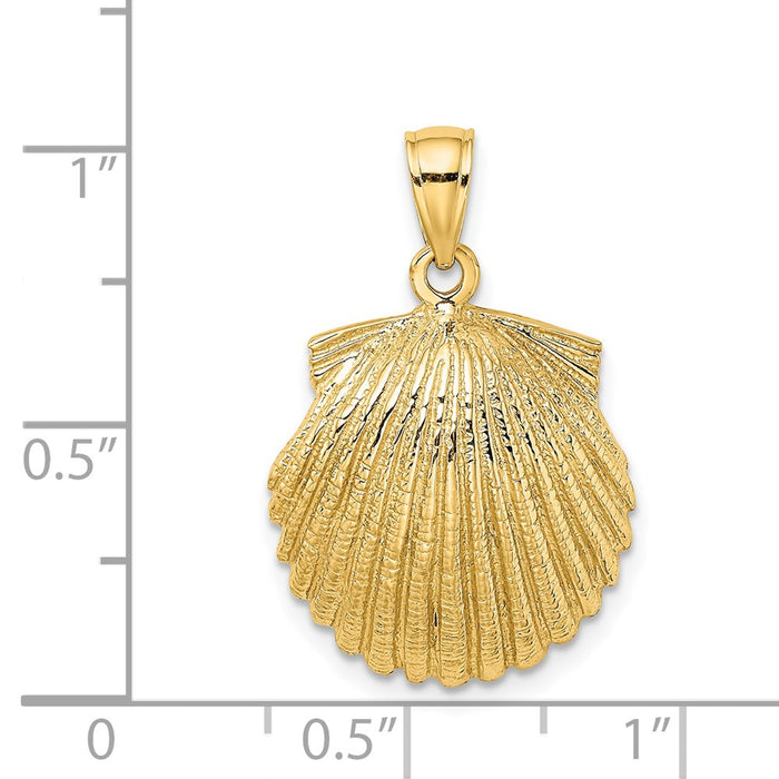 Million Charms 14K Yellow Gold Themed 2-D Scallop Shell Charm