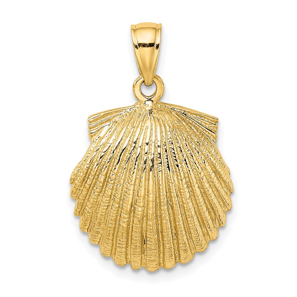 Million Charms 14K Yellow Gold Themed 2-D Scallop Shell Charm