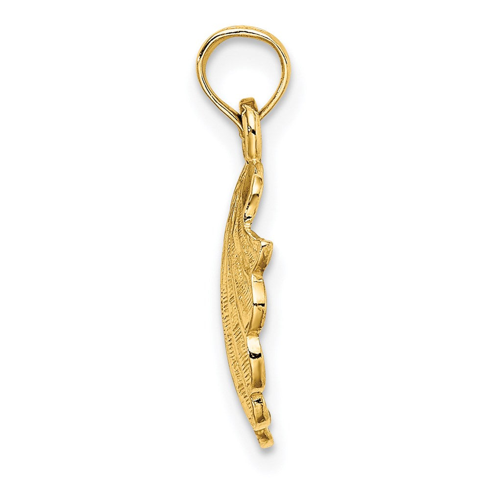 Million Charms 14K Yellow Gold Themed 2-D Scallop Shell Charm