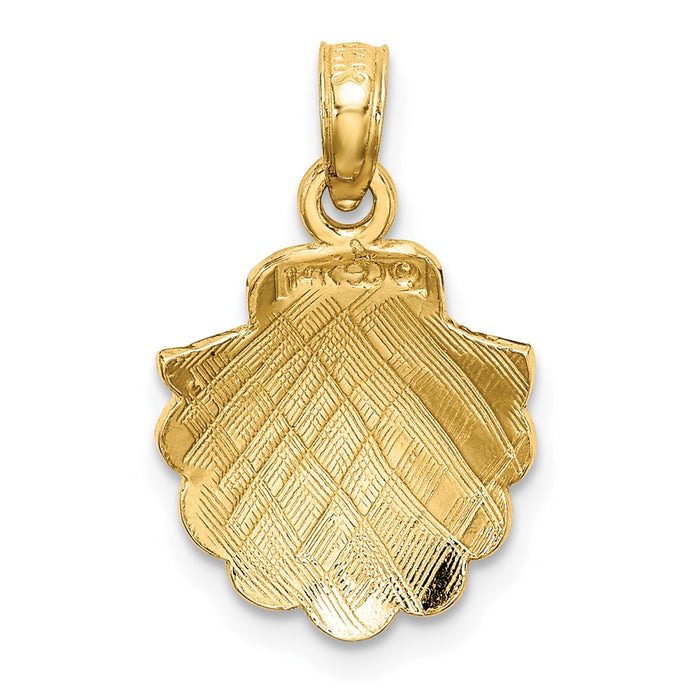 Million Charms 14K Yellow Gold Themed 2-D Scallop Shell Charm