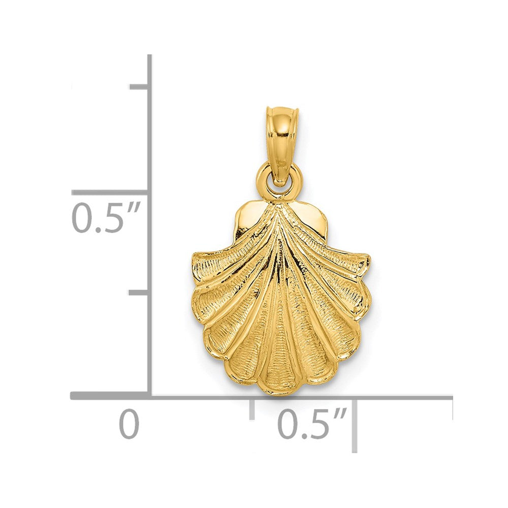 Million Charms 14K Yellow Gold Themed 2-D Scallop Shell Charm