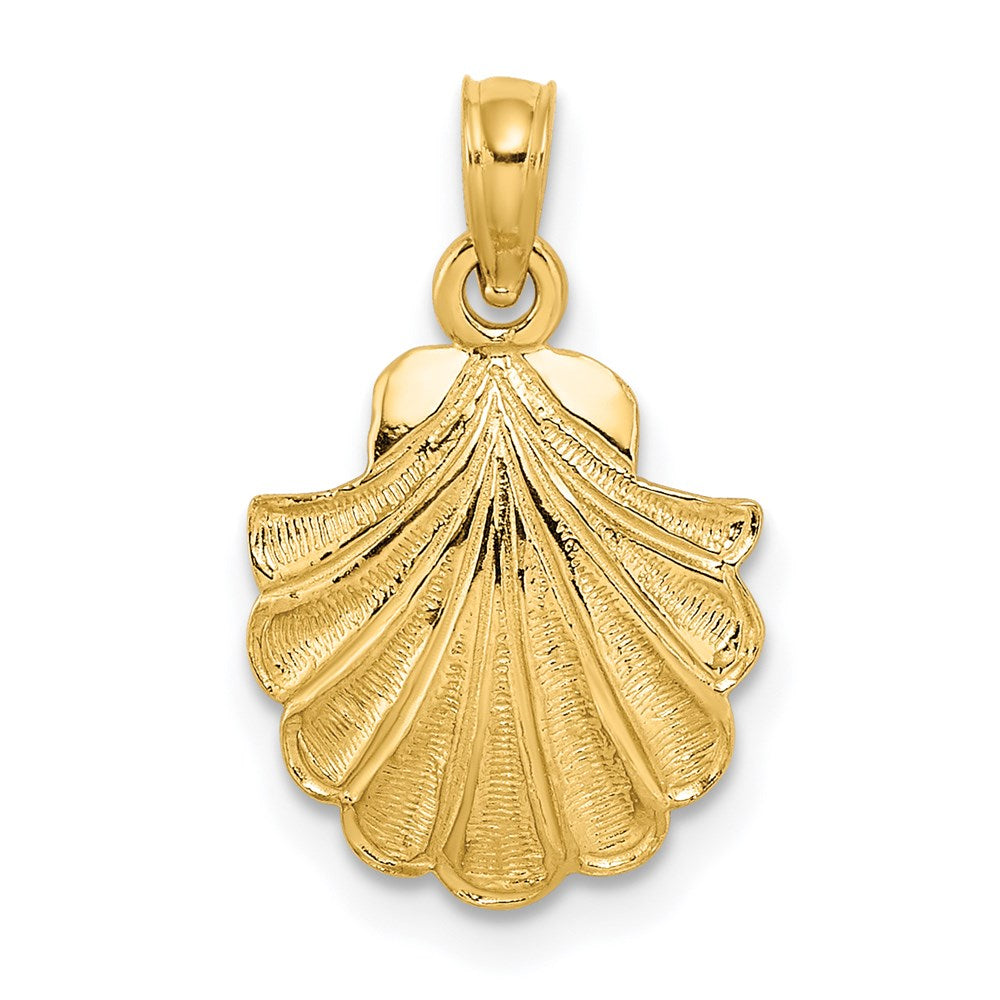 Million Charms 14K Yellow Gold Themed 2-D Scallop Shell Charm
