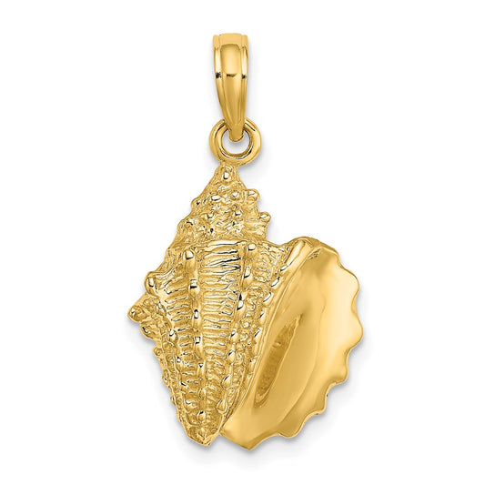Million Charms 14K Yellow Gold Themed 2-D Conch Shell Charm