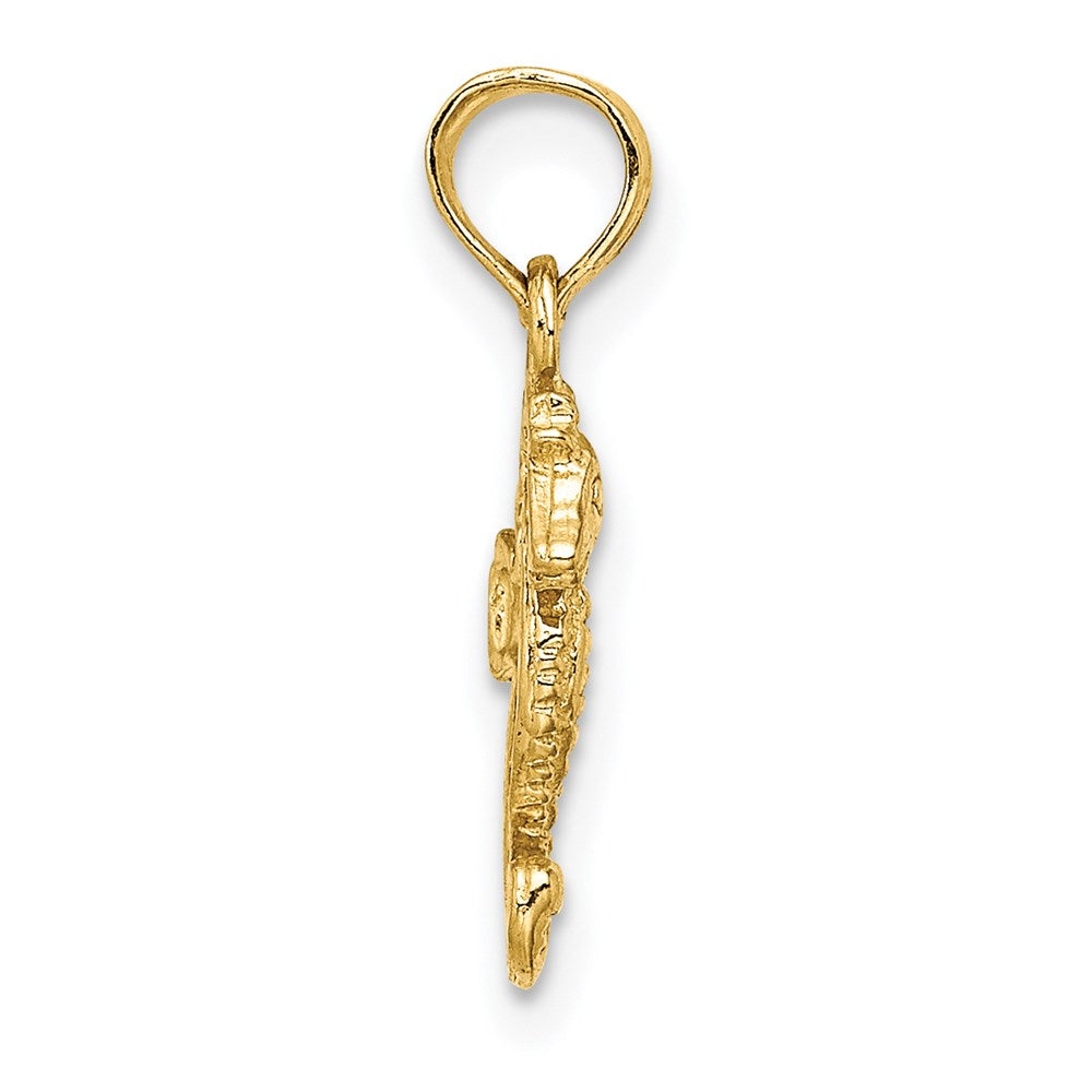 Million Charms 14K Yellow Gold Themed 2-D Mini Nautical Seahorse Charm