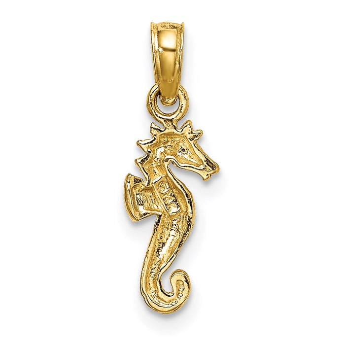 Million Charms 14K Yellow Gold Themed 2-D Mini Nautical Seahorse Charm