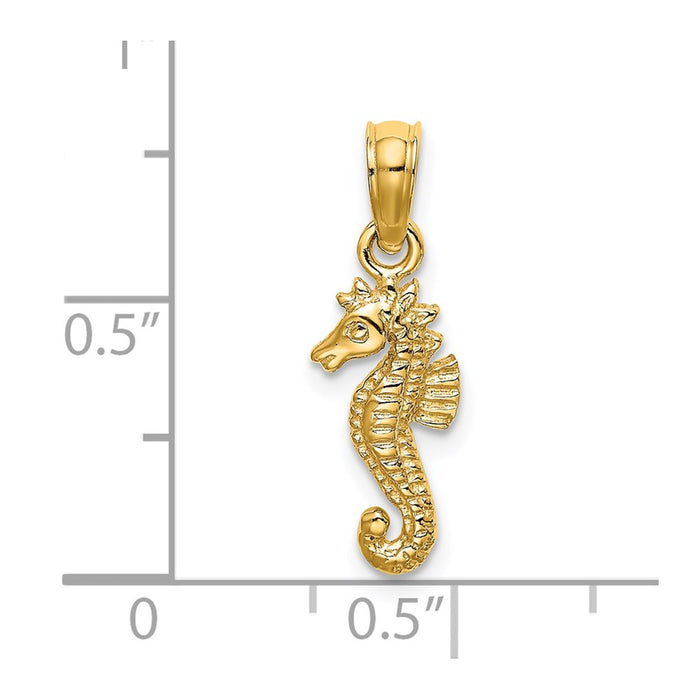 Million Charms 14K Yellow Gold Themed 2-D Mini Nautical Seahorse Charm