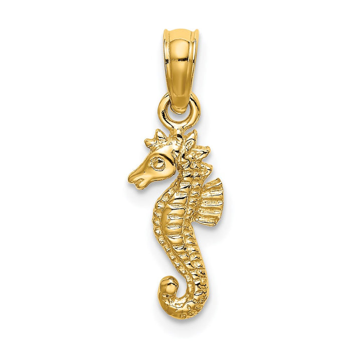 Million Charms 14K Yellow Gold Themed 2-D Mini Nautical Seahorse Charm