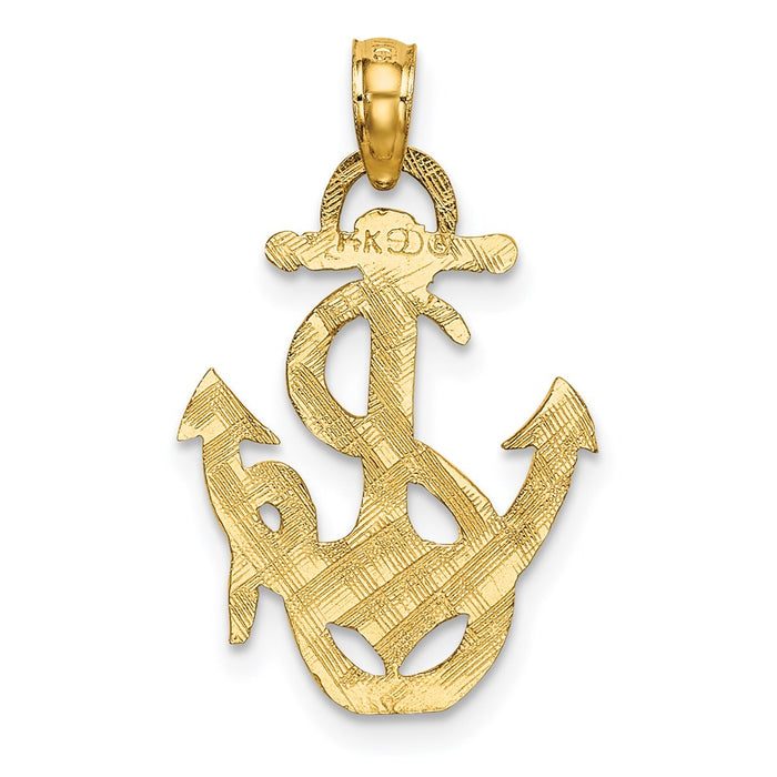 Million Charms 14K Yellow Gold Themed Polished Nautical Anchor & Rope Charm
