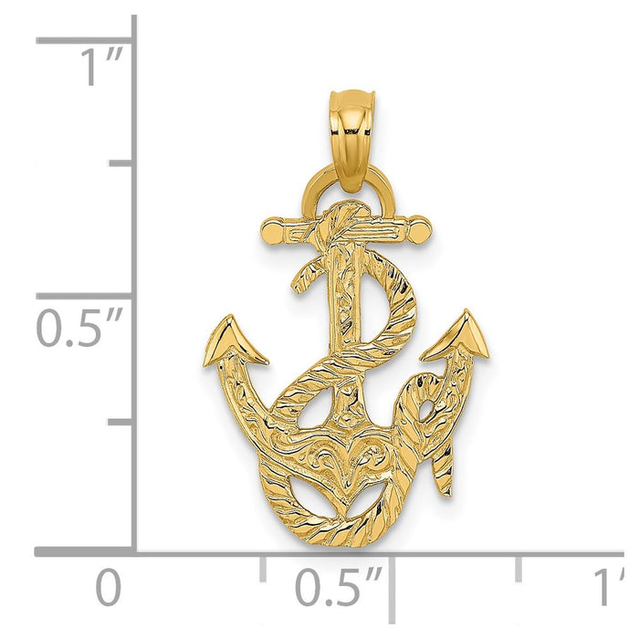 Million Charms 14K Yellow Gold Themed Polished Nautical Anchor & Rope Charm