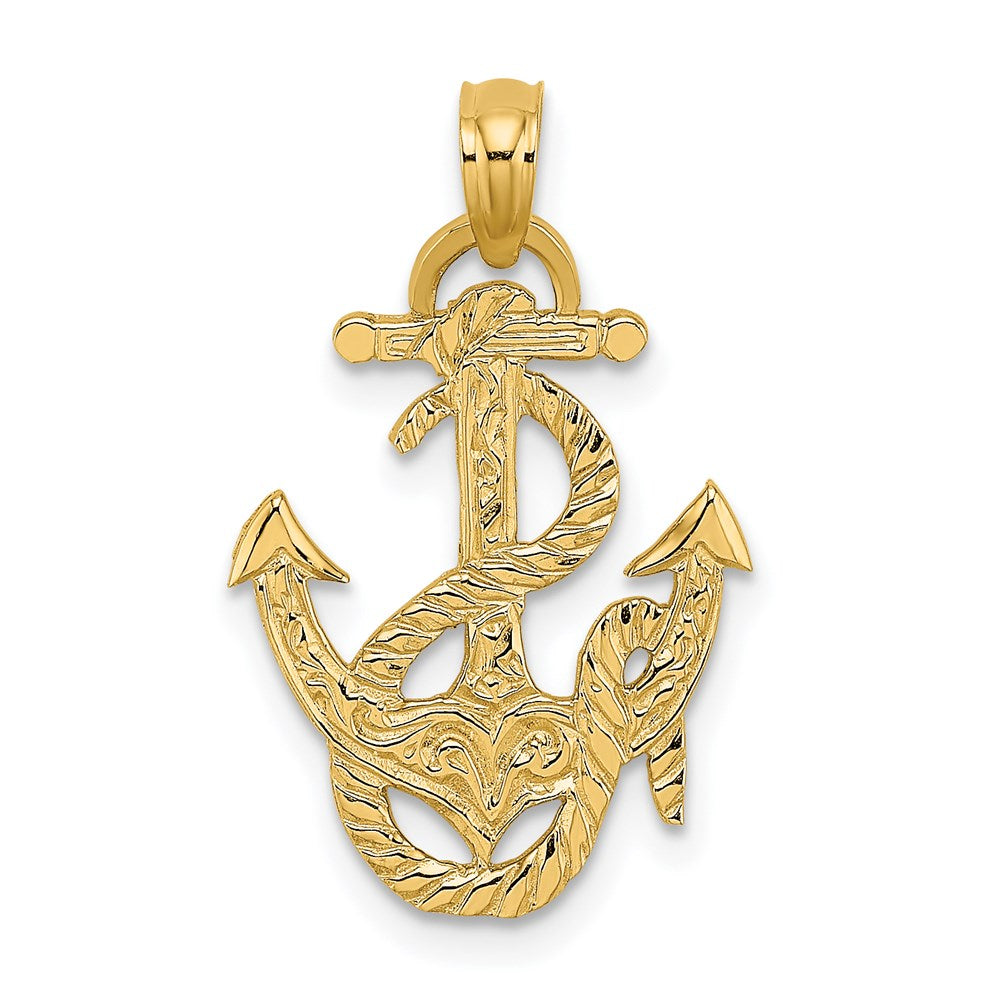 Million Charms 14K Yellow Gold Themed Polished Nautical Anchor & Rope Charm