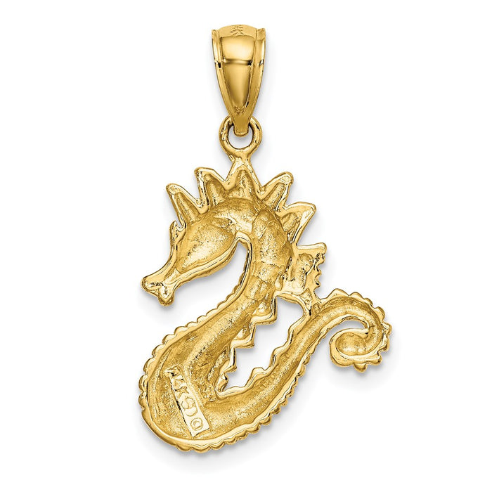 Million Charms 14K Yellow Gold Themed 2-D Nautical Seahorse Charm