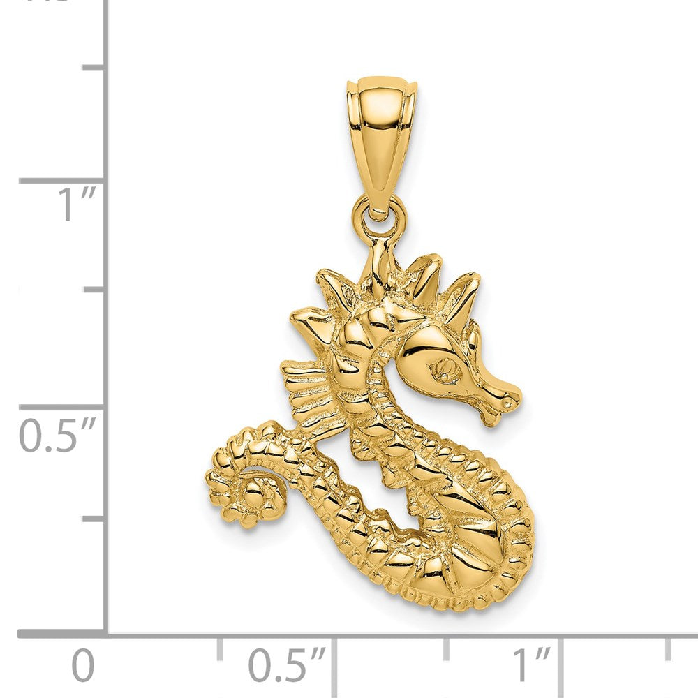 Million Charms 14K Yellow Gold Themed 2-D Nautical Seahorse Charm