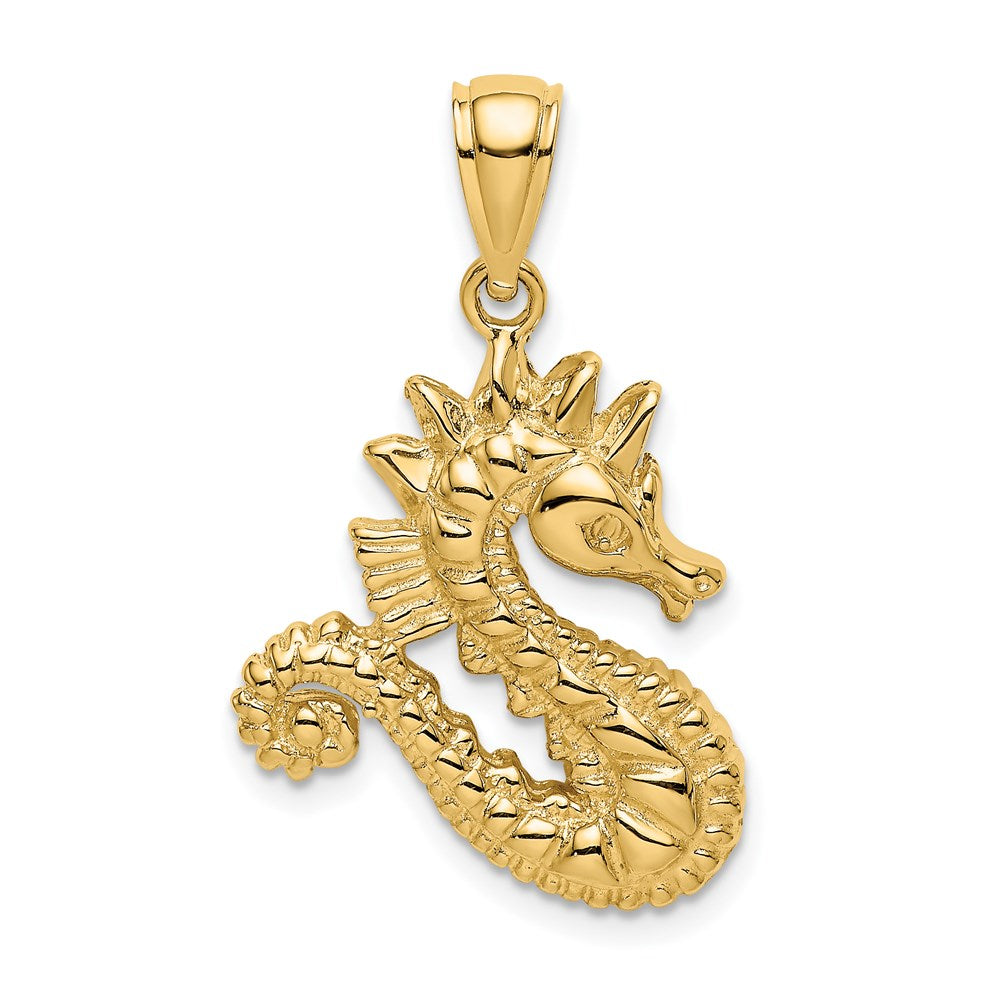 Million Charms 14K Yellow Gold Themed 2-D Nautical Seahorse Charm