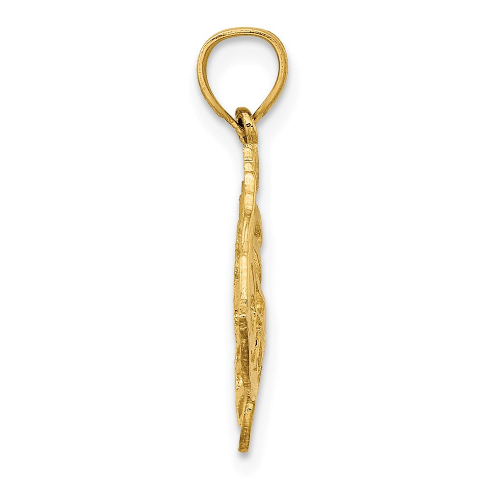 Million Charms 14K Yellow Gold Themed Polished Cut-Out Fish Charm